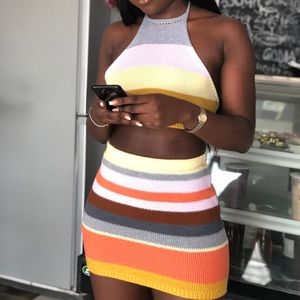 Multicolored two piece crochet outfit